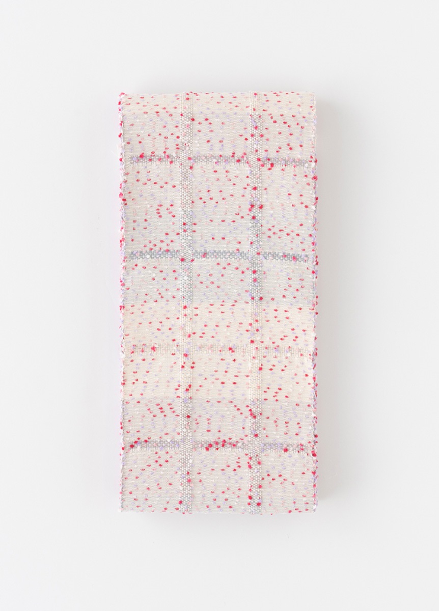 半幅帯　米沢織　ひより・桃色（お取り寄せ品）