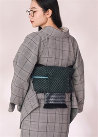 半幅帯　米沢織　星々　碧色（ご予約受注品）