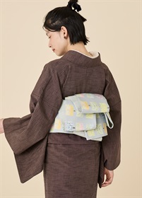 きものやまと×青山佳世　半巾帯　cats & books　green（ご予約受注品）