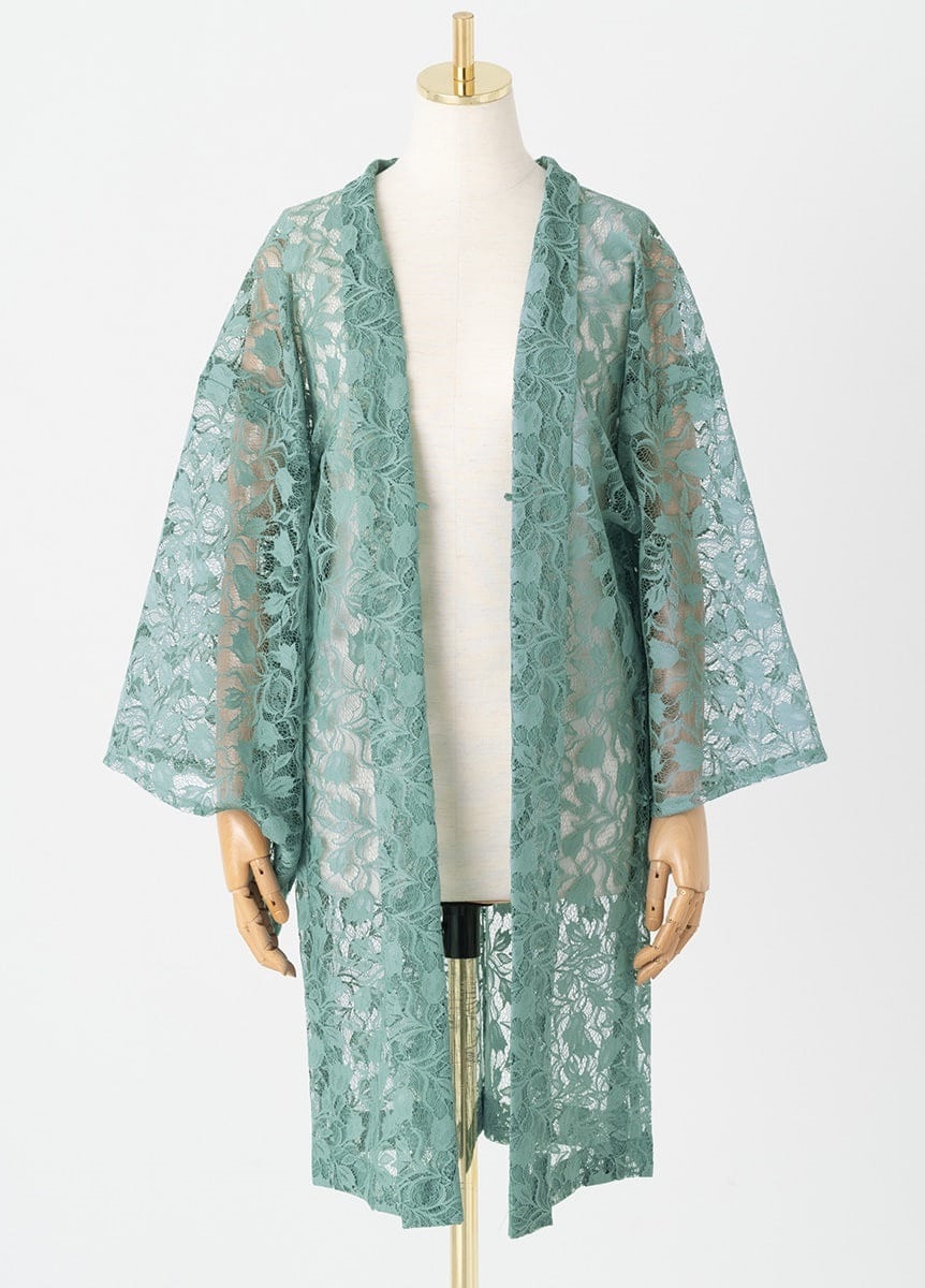 レース羽織　チューリップ　ピーコックグリーン（お取り寄せ品）