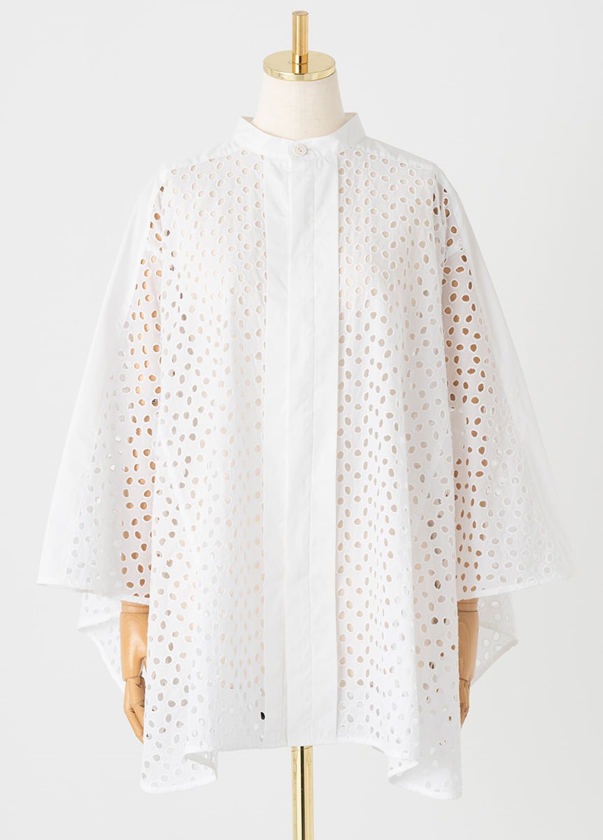 きものやまと×ミントデザインズ 　ケープコート　シード/ホワイト