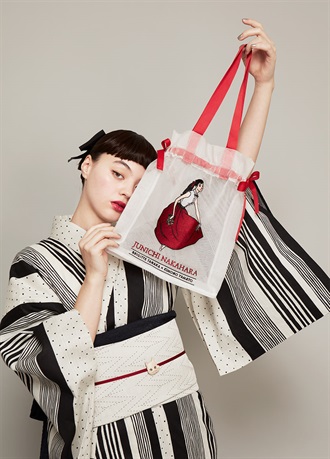 中原淳一×きものやまと×BRIGITTE TANAKA　巾着バッグ　赤いスカート