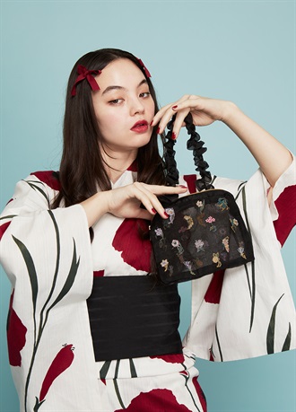 *中原淳一×きものやまと×BRIGITTE TANAKA　がま口バッグ　フラワーゲーム