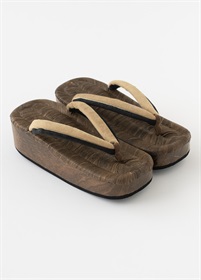 【江戸日和】畳表下駄　烏　ベロア　江戸茶×濡羽色