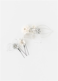 髪飾り　しあわせ水引つまみ　シルバー