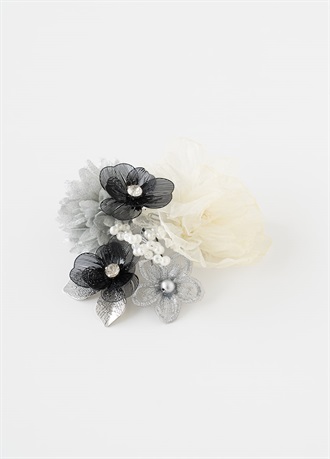 髪飾り　シフォンダリアブーケ　シルバー