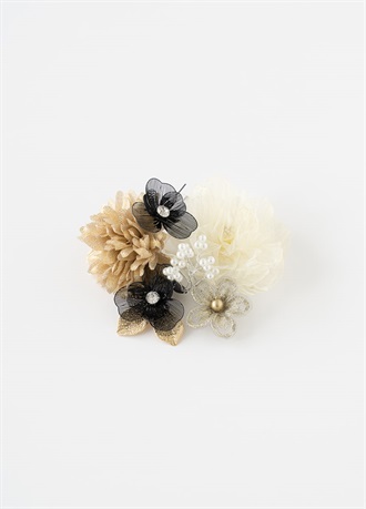 髪飾り　シフォンダリアブーケ　ゴールド