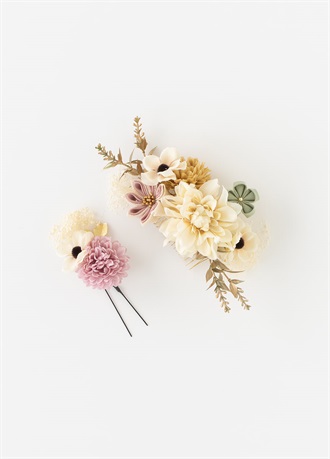 髪飾り　ブーケ　ピンク×ミント