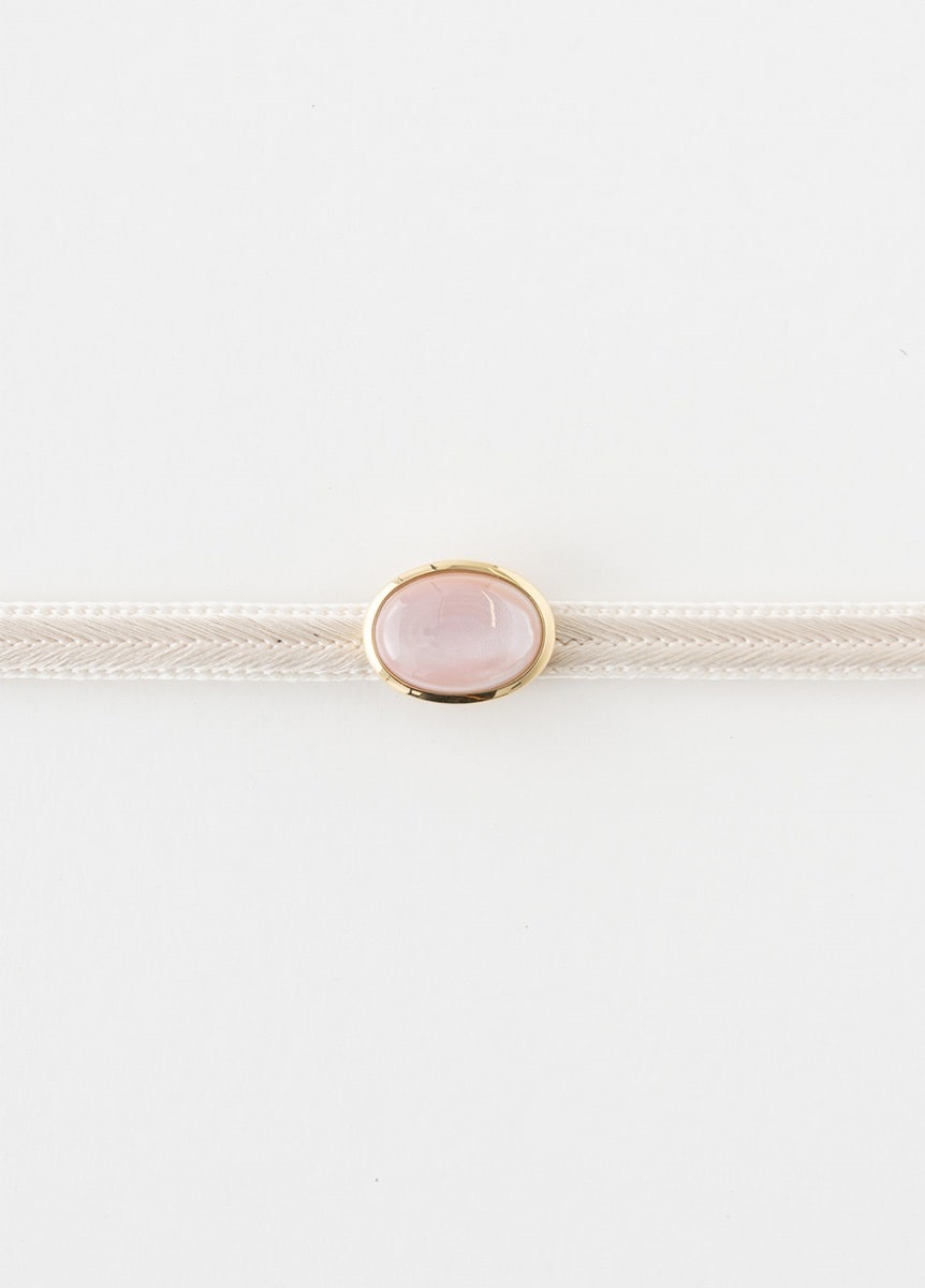 天然石帯留　ピンクシェル