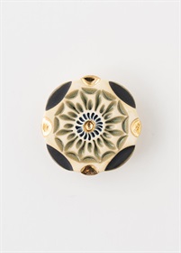 帯留　POTTERY　金×青鈍　ラージ