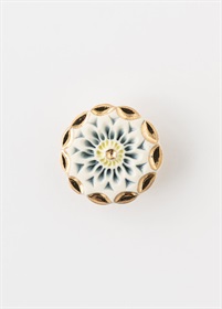 帯留　POTTERY　金×花浅葱