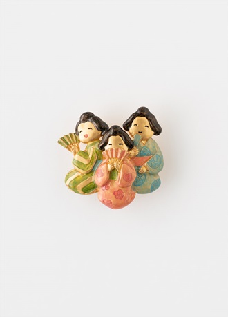 季節帯留　お多福のうたげ