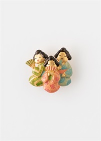 季節帯留　お多福のうたげ