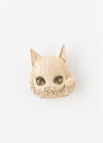 中原淳一×きものやまと　帯留　白ねこ
