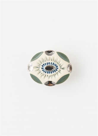帯留　POTTERY　oval blue（ご予約受注品）