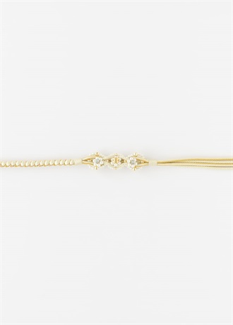 帯締め　三連パール　白