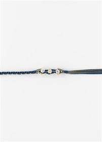 帯締め　三連パール　紺