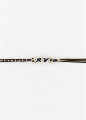 帯締め　三連パール　黒