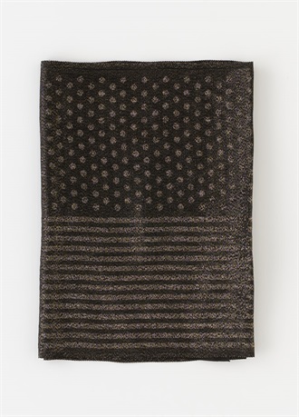 帯揚　金銀ちらし　ドット＆ストライプ　黒