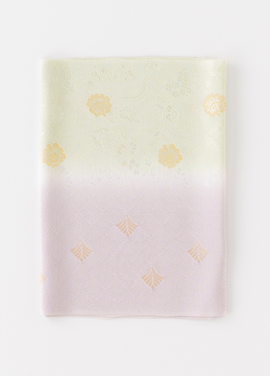 帯揚げ　唐織松葉更紗　淡藤×若草（お取り寄せ品）