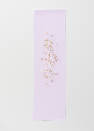 刺繍半衿　菊と雪輪　ピンク