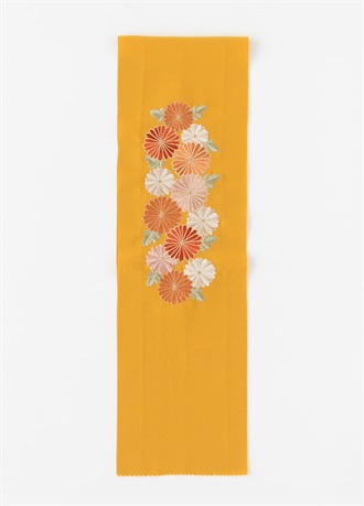 刺繍半衿　菊花繚乱　からし色（ご予約受注品）