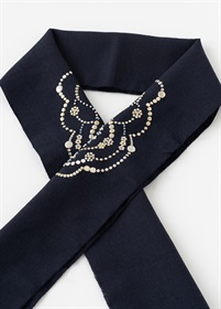 刺繡半衿　ビーズパール　ネイビー（ご予約受注品）