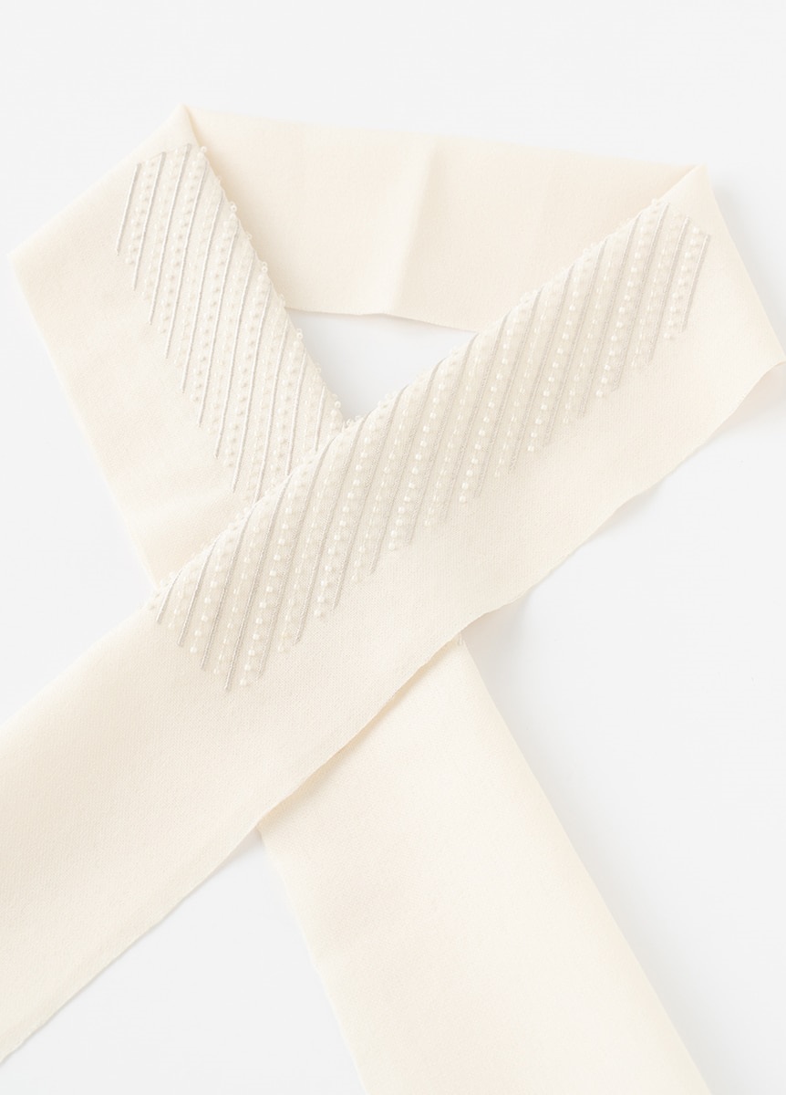 刺繍半衿　ビーズストライプ　ホワイト（ご予約受注品）