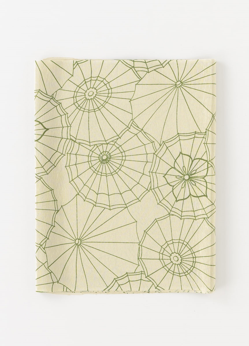 型染め帯揚　番傘　鶯茶