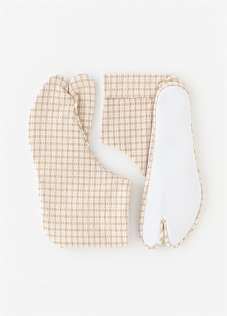 ベーシックスタイリング足袋　チェック　生成り