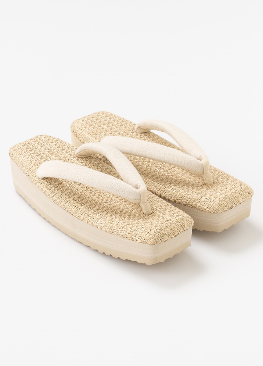 夏草履　スクエア　ゴールド×ホワイト（お取り寄せ品）