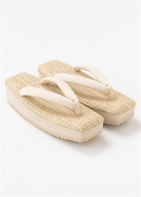 夏草履　スクエア　ゴールド×ホワイト（ご予約受注品）