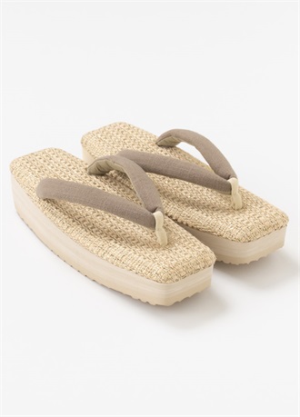 夏草履　スクエア　ゴールド×ベージュ（ご予約受注品）