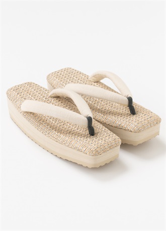 夏草履　スクエア　シルバー×ホワイト（ご予約受注品）