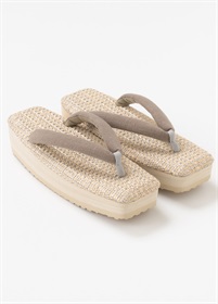 夏草履　スクエア　シルバー×ベージュ（ご予約受注品）