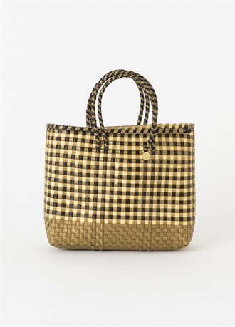 メルカドバッグ　BASKET CHECK　S　beige