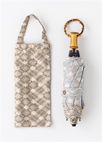 きものやまと × 大森商店　刺繍日傘（折り畳み）グレージュ　竹リング