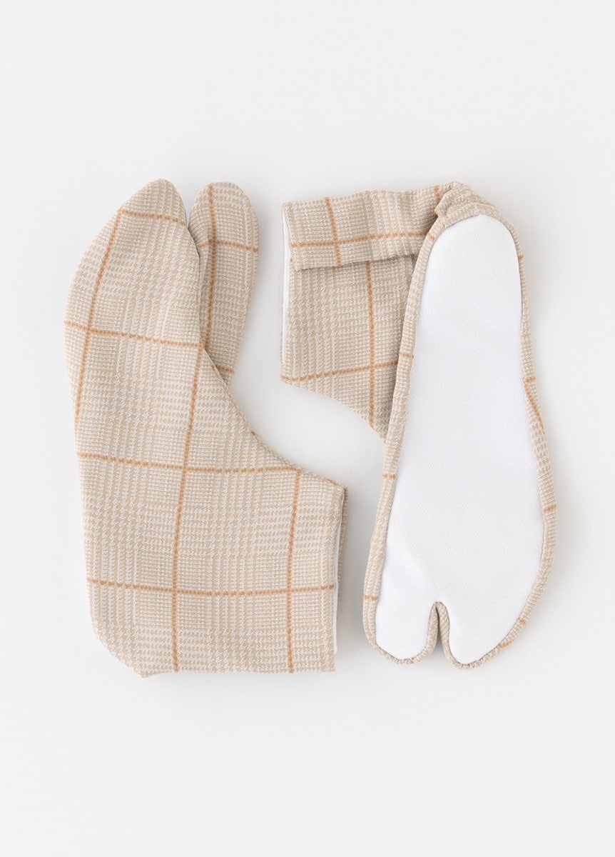 からふる足袋　千鳥チェック　ベージュ