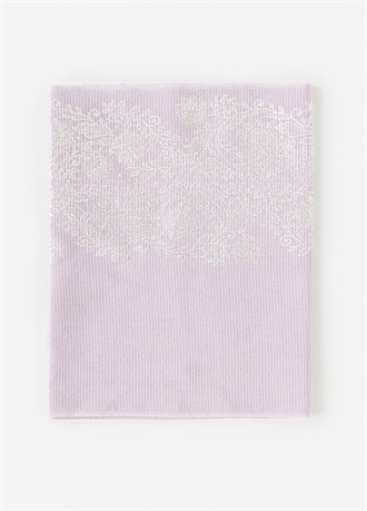 帯揚　夏絽　銀箔唐草レース　白藤（ご予約受注品）