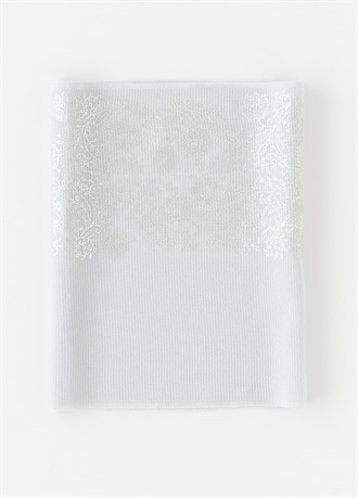 帯揚　夏絽　銀箔唐草レース　白藍（ご予約受注品）