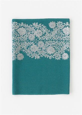 帯揚　夏絽　銀箔唐草レース　納戸（ご予約受注品）