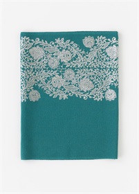 帯揚　夏絽　銀箔唐草レース　納戸（ご予約受注品）