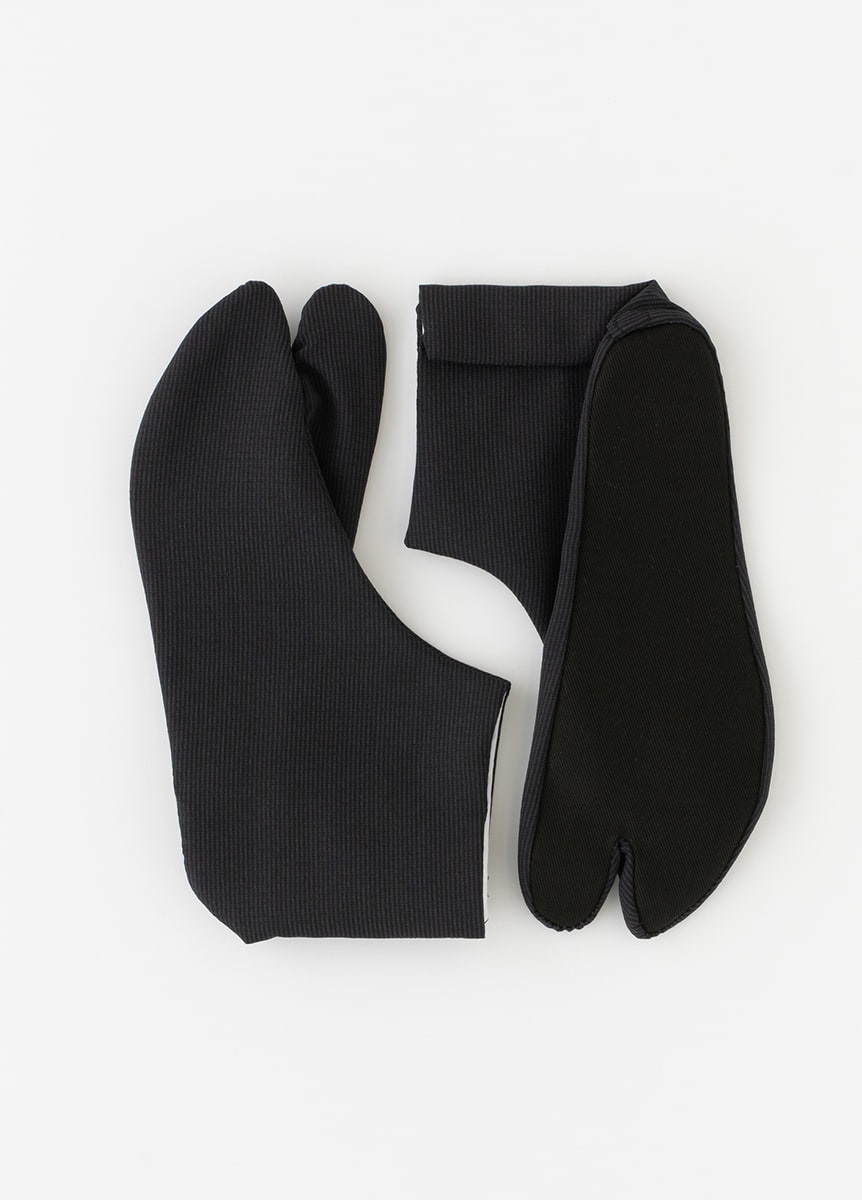 メンズ足袋　縞　墨黒