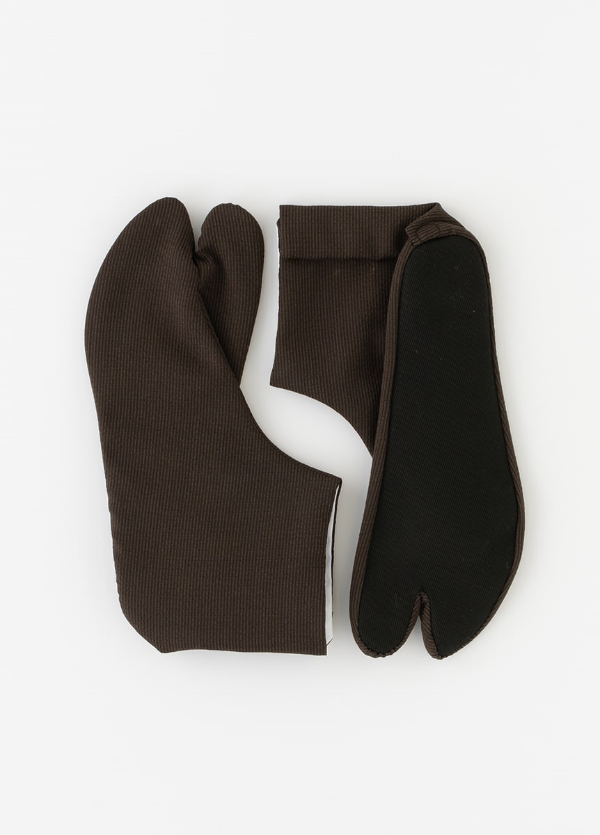 メンズ足袋　縞　茶