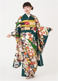 【2月～11月期間限定】振袖レンタル　束ね熨斗　緑　M