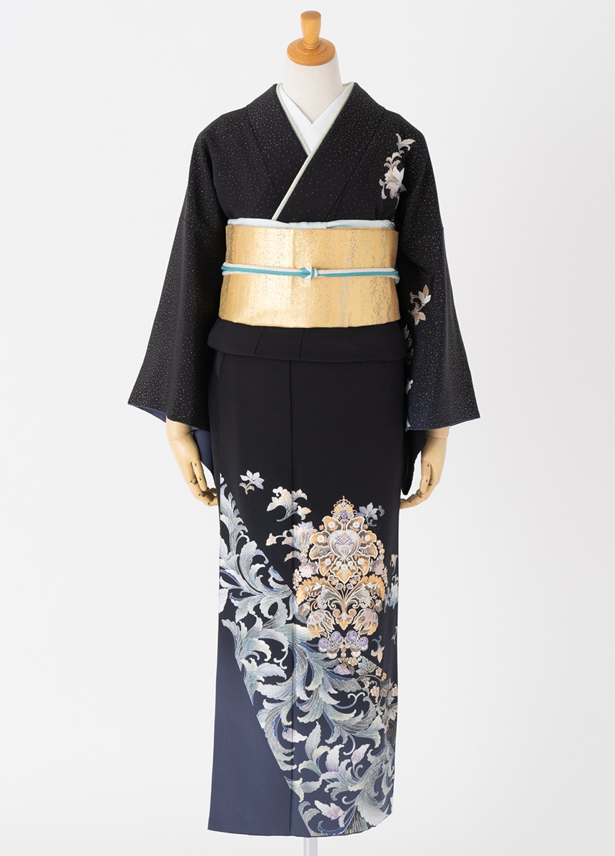 訪問着レンタル　光輝　和田光正　墨紺　L