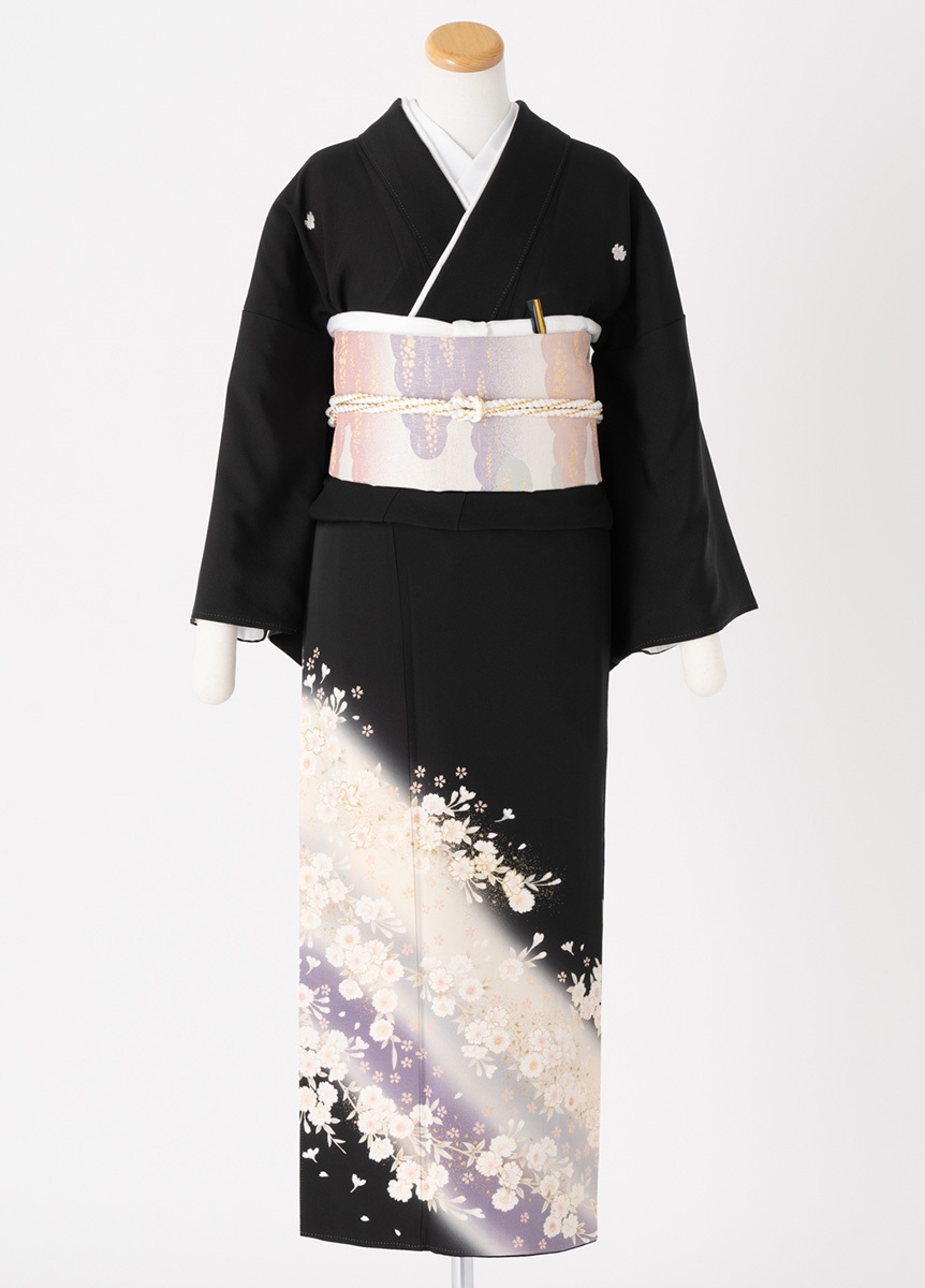 【4月下旬～5月上旬 貸出不可】黒留袖一式レンタル　桜川　L