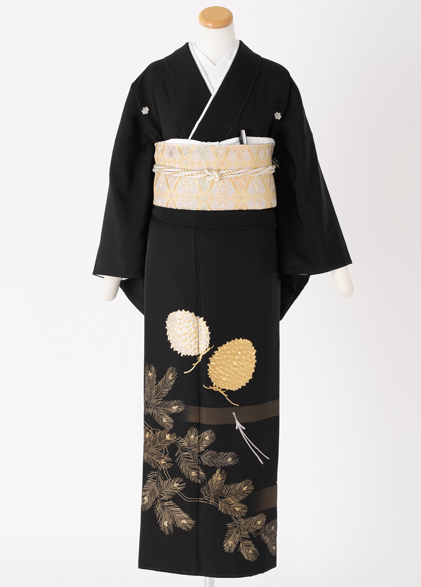黒留袖一式レンタル　松毬　L