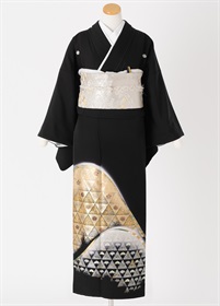 黒留袖一式レンタル　鱗に松竹梅　L