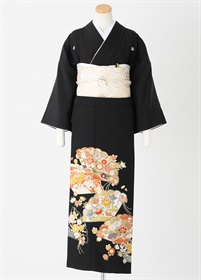 黒留袖一式レンタル　扇面・小花　L